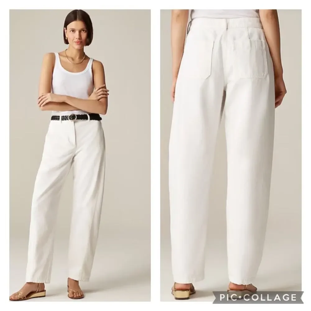 J Crew Relaxed Barrel Leg Jeans White Denim Size 0 NEW